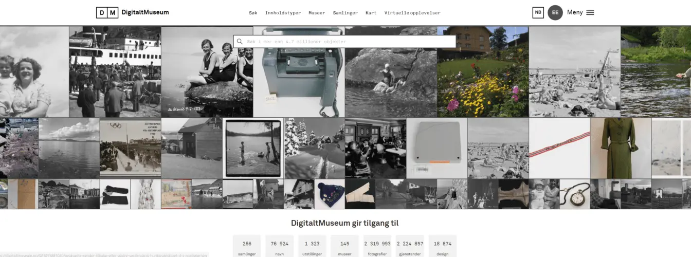 Digitalt Museum frontbilde.