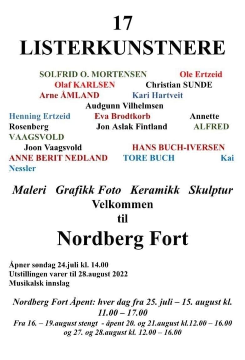 Nordberg fort utstilling 2022 - 17 Listerkunstnere