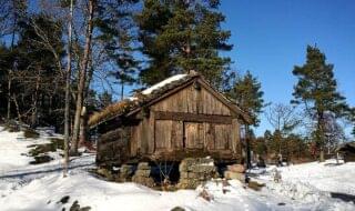 Bilde av bygg på Setesdalstunet fra vinteren 2019