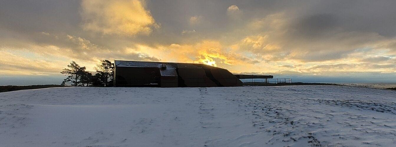 Vinter Kristiansand kanonmuseum.