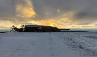 Vinter Kristiansand kanonmuseum.