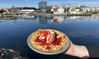 Vaffel i Odderøya museumshavns kafe.