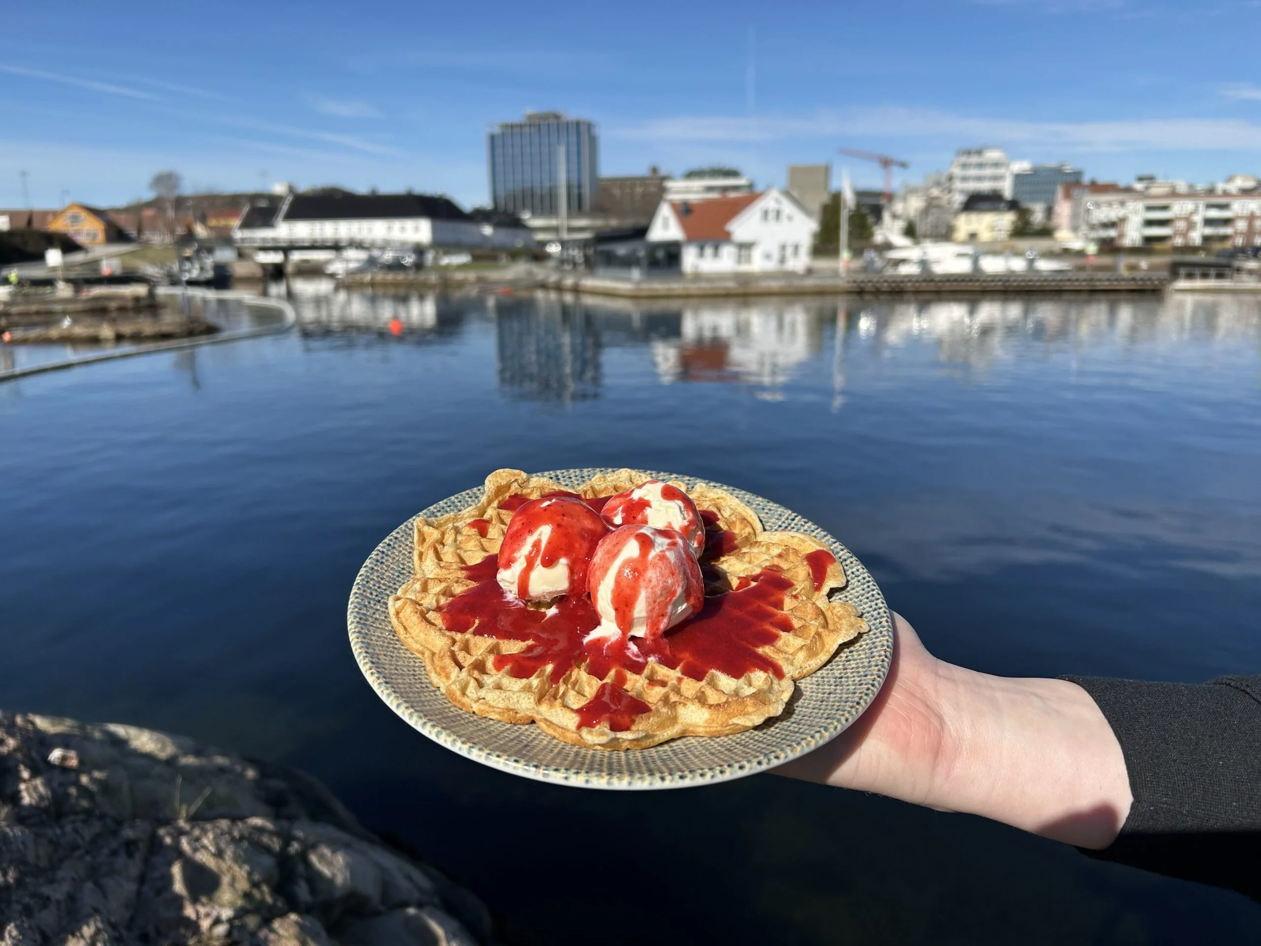 Vaffel i Odderøya museumshavns kafe.