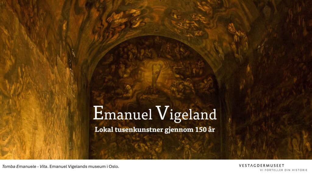 Presentasjonsbilde fra foredrag om Emanuel Vigeland som viser bilde fra Tomba Emanuelle i Oslo.