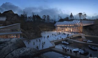 Arkitekttegning av det nye museumsbygget på Odderøya, Kristiansand. Foto: Helen & Hard.