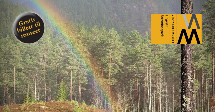 Regnbue over Tingvatn fornminneområde.