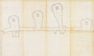 Kart over Haubitsgangene på Odderøya.